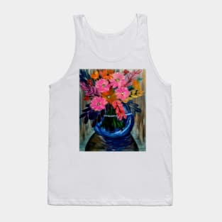 A beautiful bouquet flowers in a glass and gold vase . Tank Top